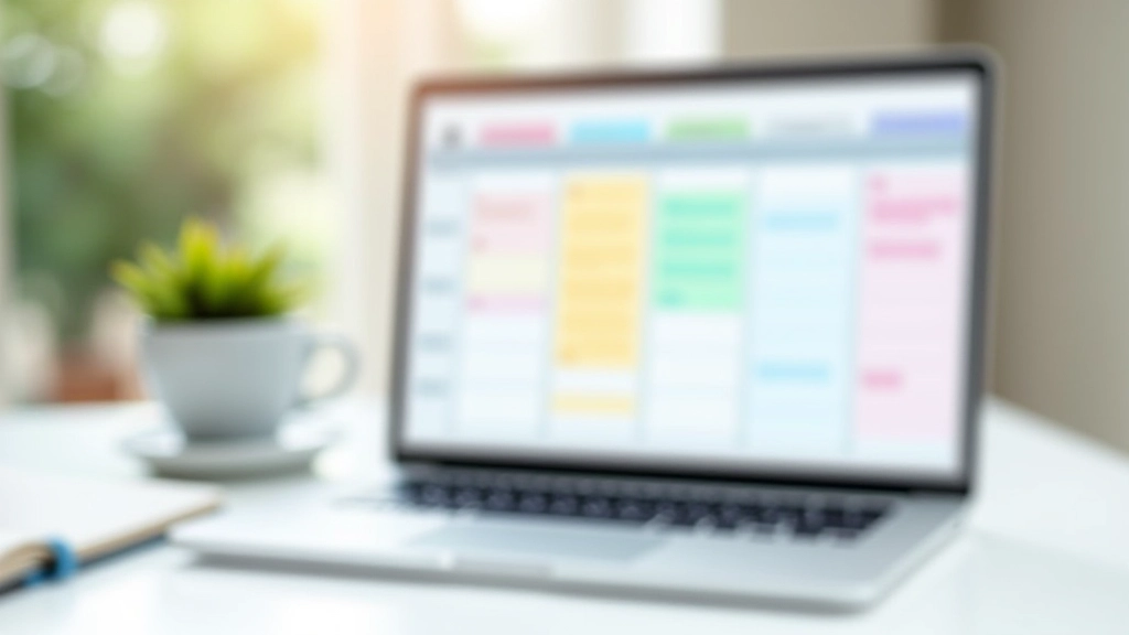 Digital calendar application showing different colored time blocks representing various work categories