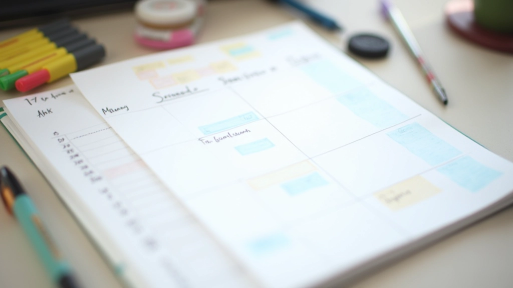 Organized weekly calendar planner with color-coded time blocks and scheduled events