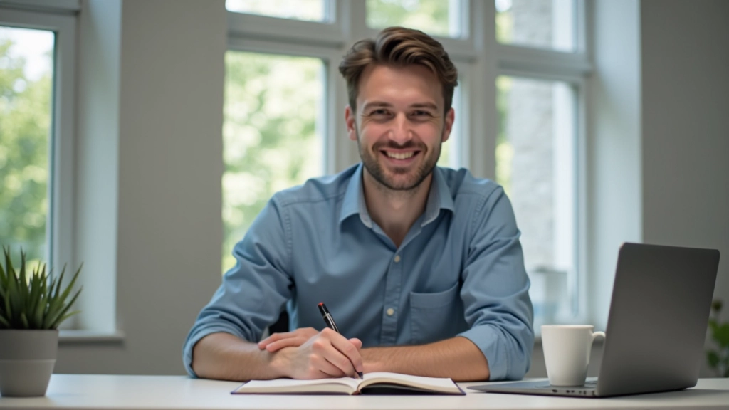 Person working at a desk with a notebook, timer, and coffee cup showing the Pomodoro workflow setup
